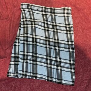 Light blue plaid pencil skirt, knee length
